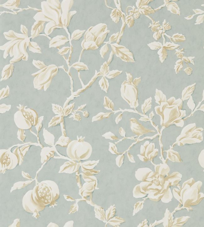 Magnolia & Pomegranate Wallpaper - Blue