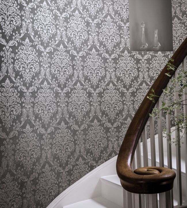 Riverside Damask Room Wallpaper 2 - Silver 