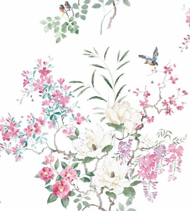 Magnolia & Blossom Panel A Wallpaper - Pink