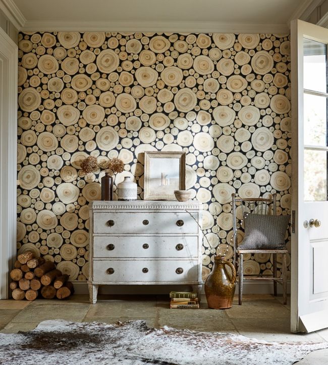 Alnwick Logs Room Wallpaper - Sand