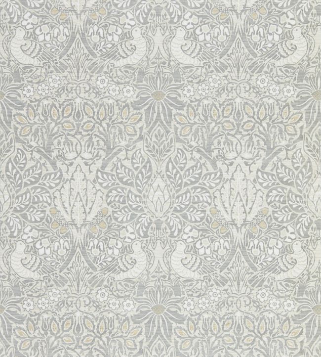 Pure Dove & Rose Wallpaper - Silver 