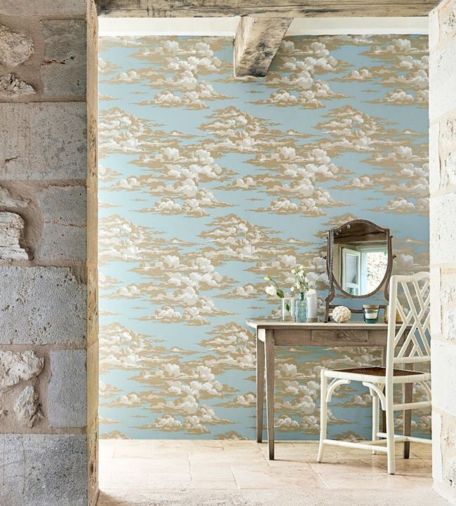 Silvi Clouds Room Wallpaper - Teal