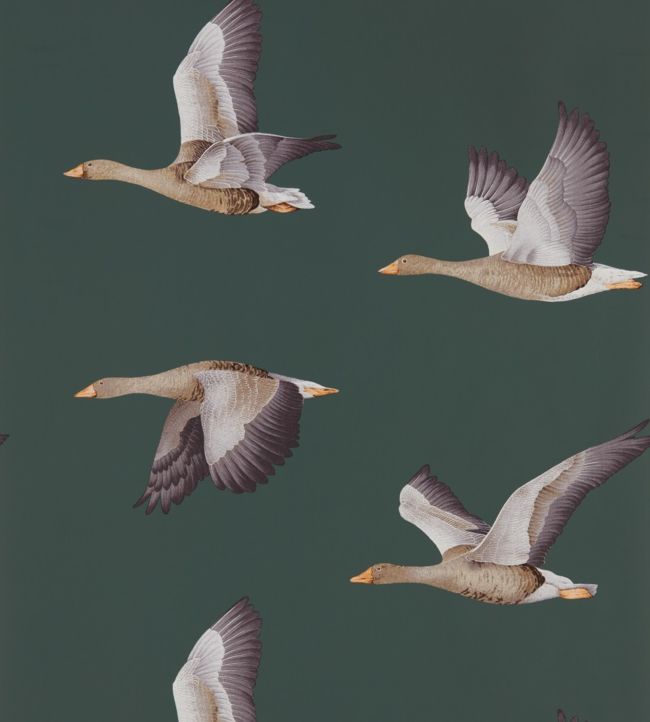 Elysian Geese Wallpaper - Green