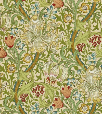 Golden Lily William Morris Wallpaper - Green