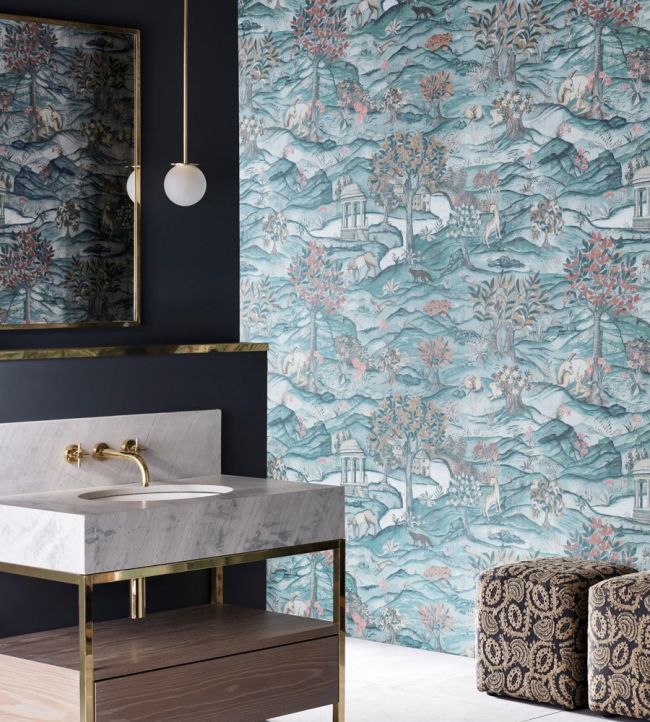 Stand Wood Wallpaper - Blue - Zoffany