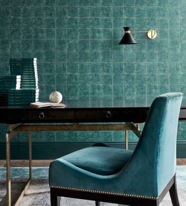 Piastrella Wallpaper - Teal - Zoffany