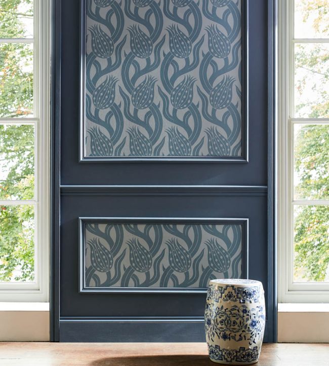 Persian Tulip Wallpaper - Blue - Zoffany