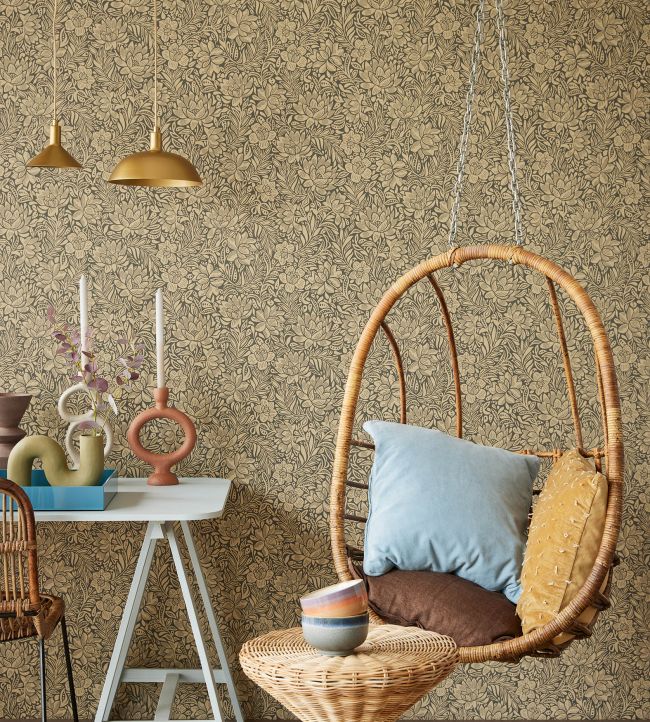 Floral Impression Room Wallpaper - Brown