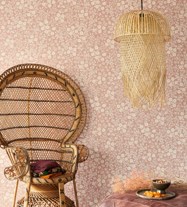 Retro Flowers Room Wallpaper - Pink