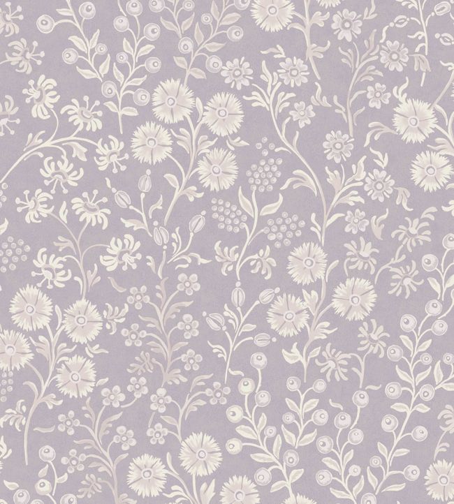 Retro Flowers Wallpaper - Purple 