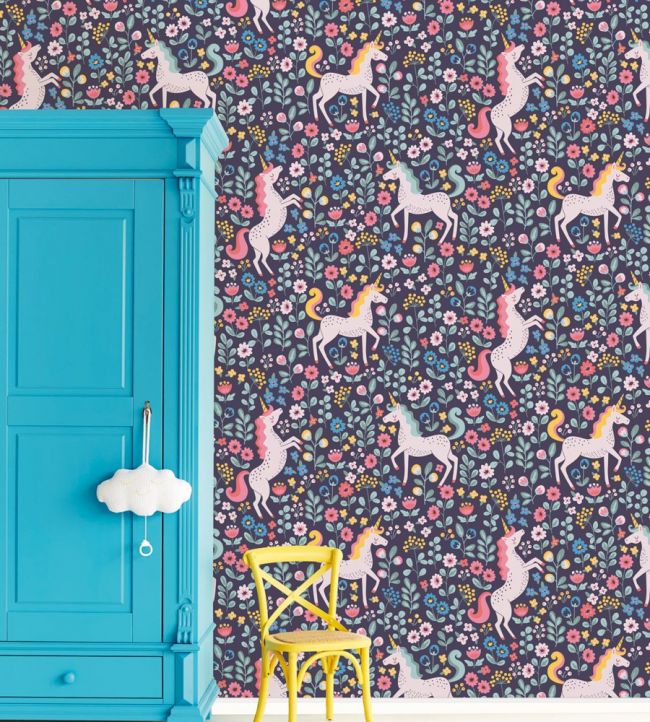 Unicorns Room Wallpaper - Blue