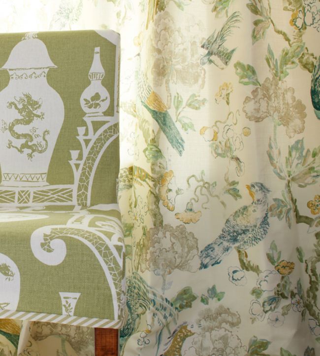 Aviary Glazed Room Fabric - Green