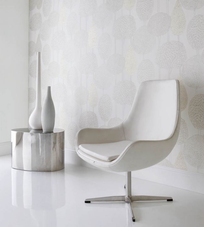 Silhouette Room Wallpaper - Silver