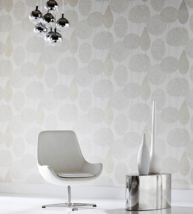 Silhouette Room Wallpaper - Silver