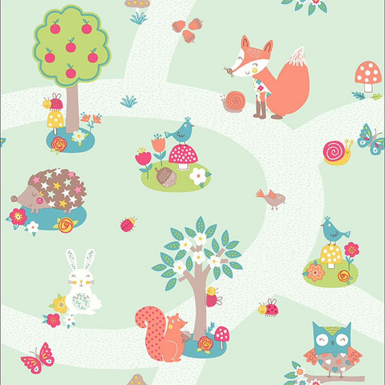 Forest Friends Imagine Fun Nursey Wallpaper -  Green