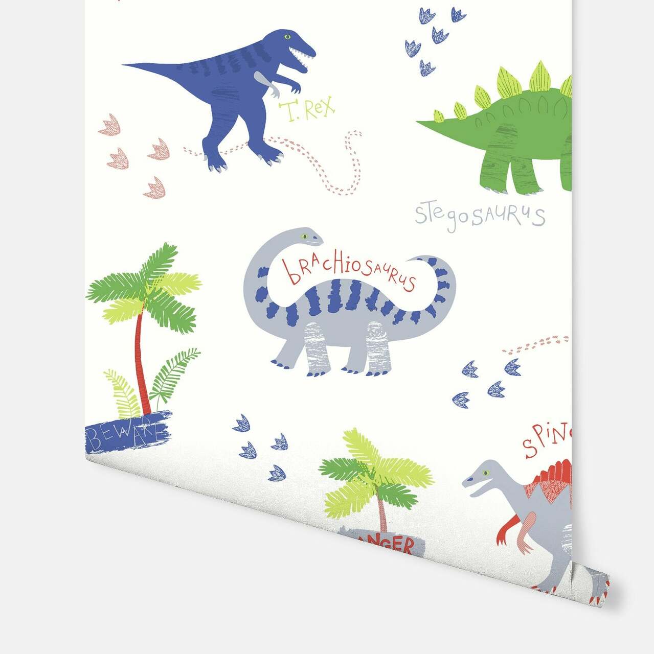 Dino Doodles Imagine Fun Nursey Room Wallpaper - Multicolor