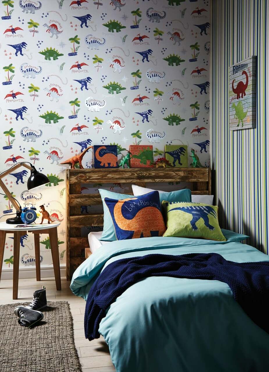 Dino Doodles Imagine Fun Nursey Room Wallpaper 2 - Multicolor