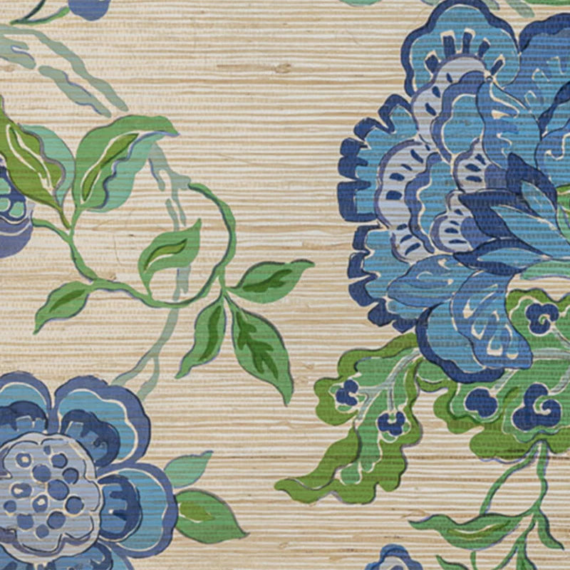 SOMERSET GRASSCLOTH Blue / Green Wallpaper