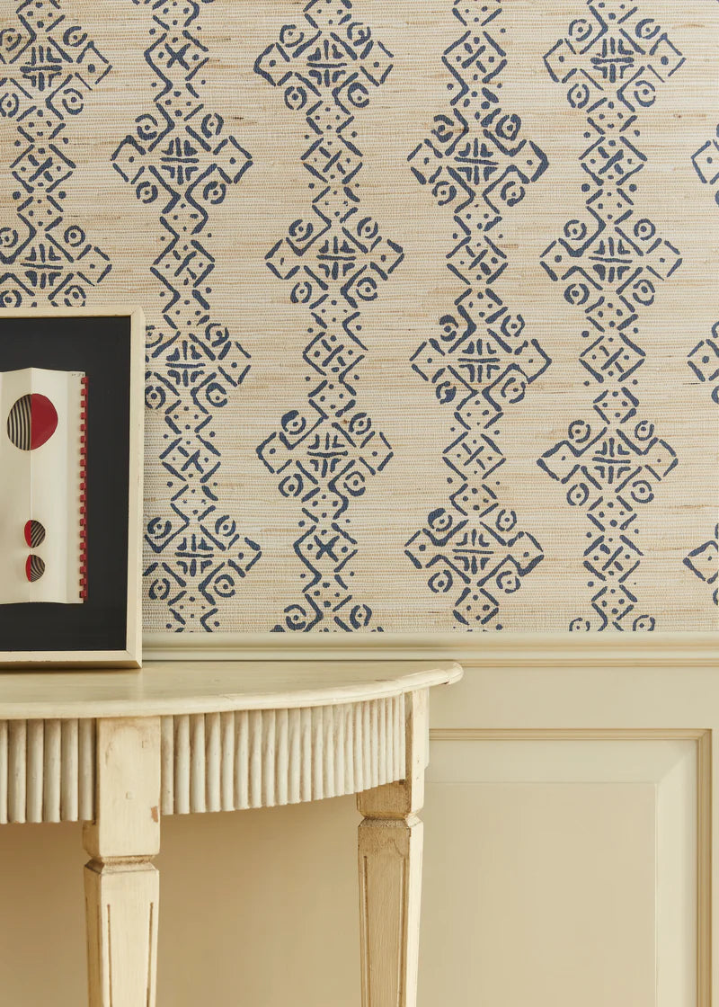 MALI GRASSCLOTH Indigo Room Wallpaper