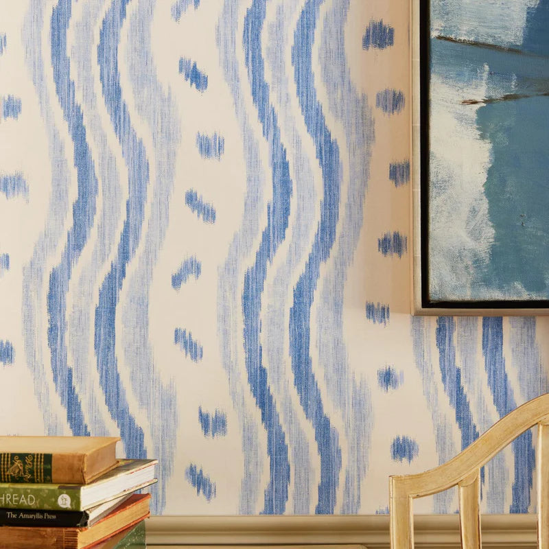 IKAT STRIPE Azure Room Wallpaper