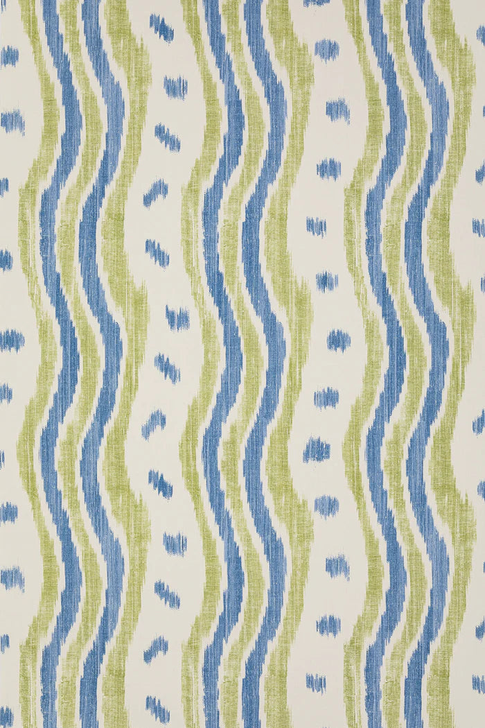 IKAT STRIPE Blue Lime Wallpaper