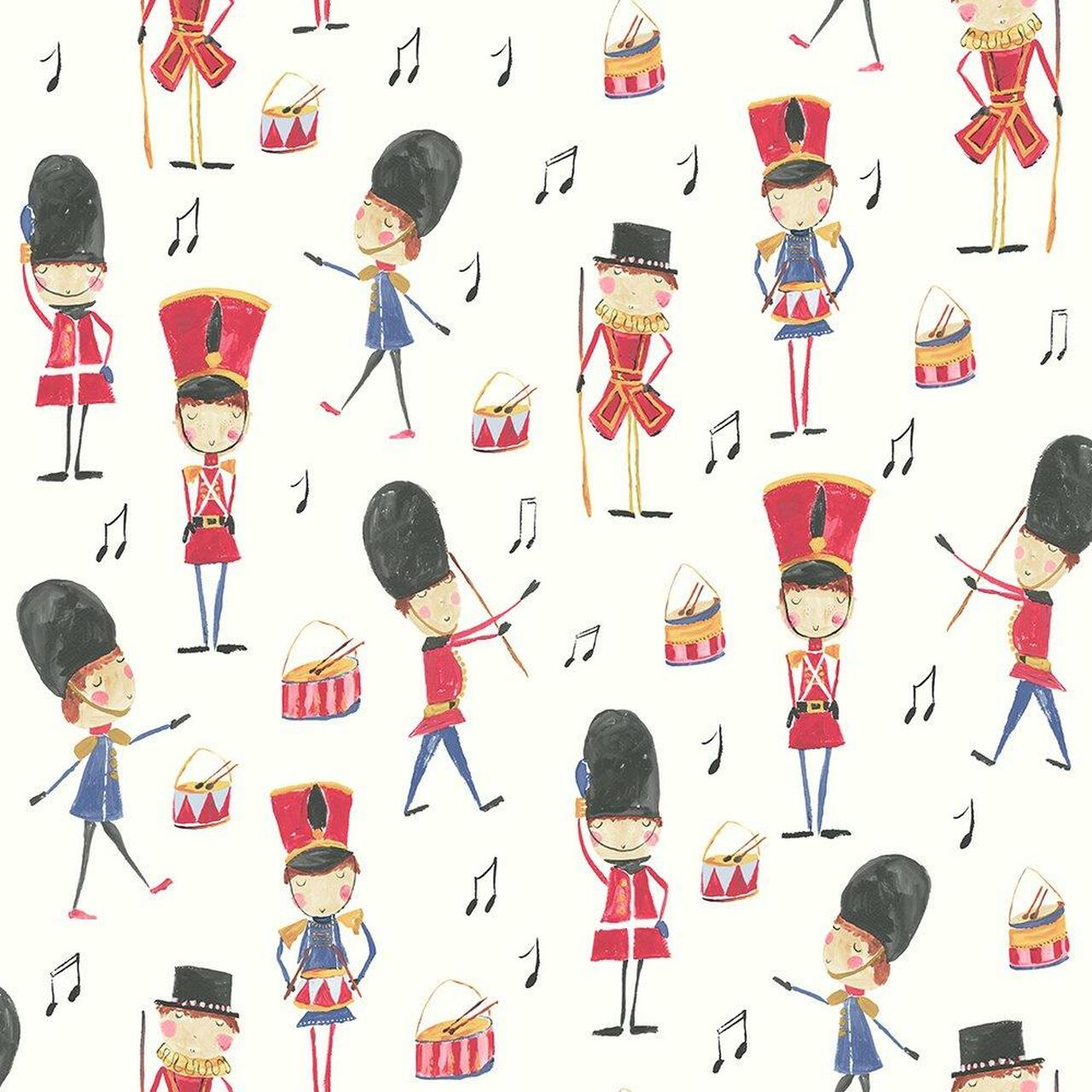 Drummer Boy Imagine Fun Nursey Wallpaper - Red