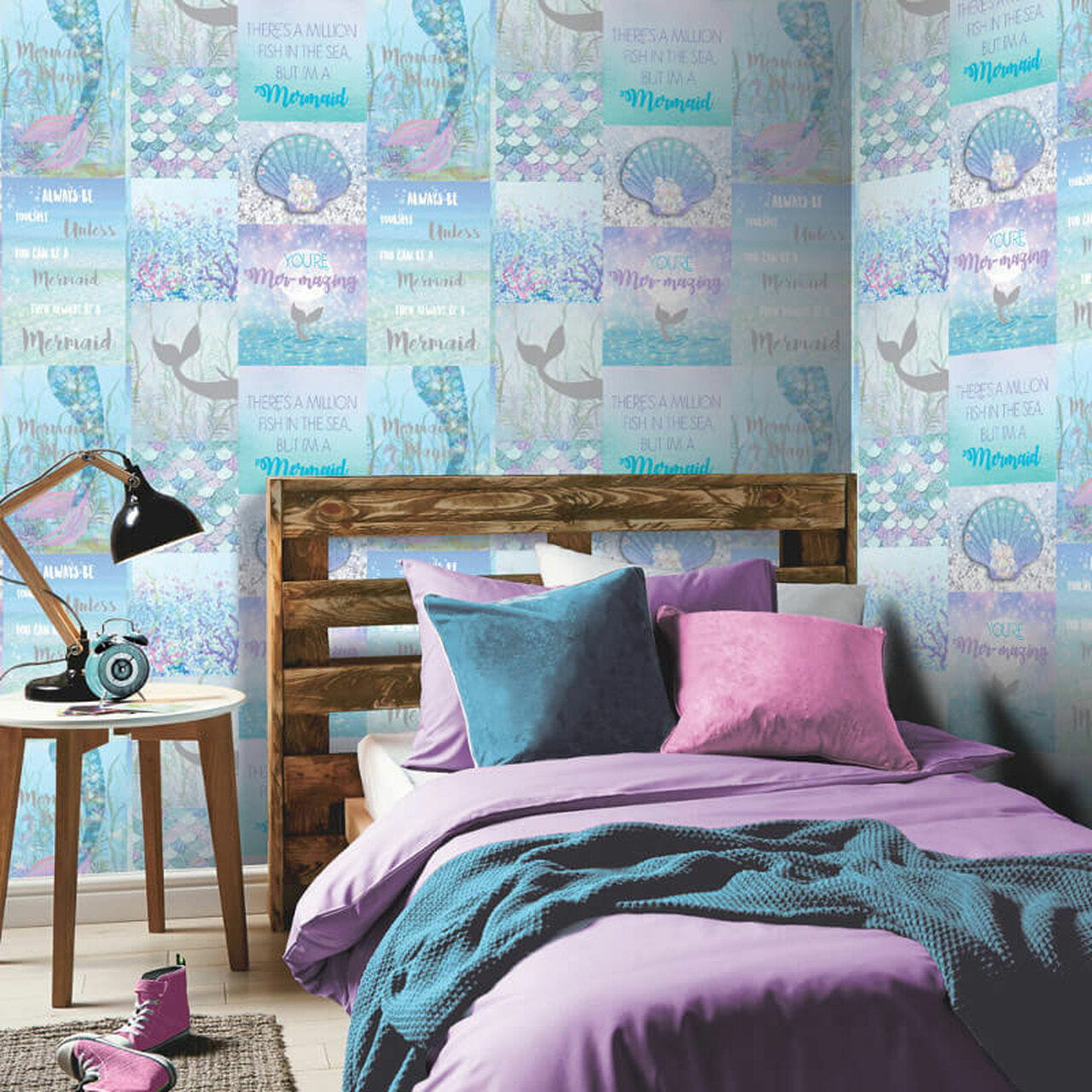 Mermazing Nursey Room Wallpaper - Blue