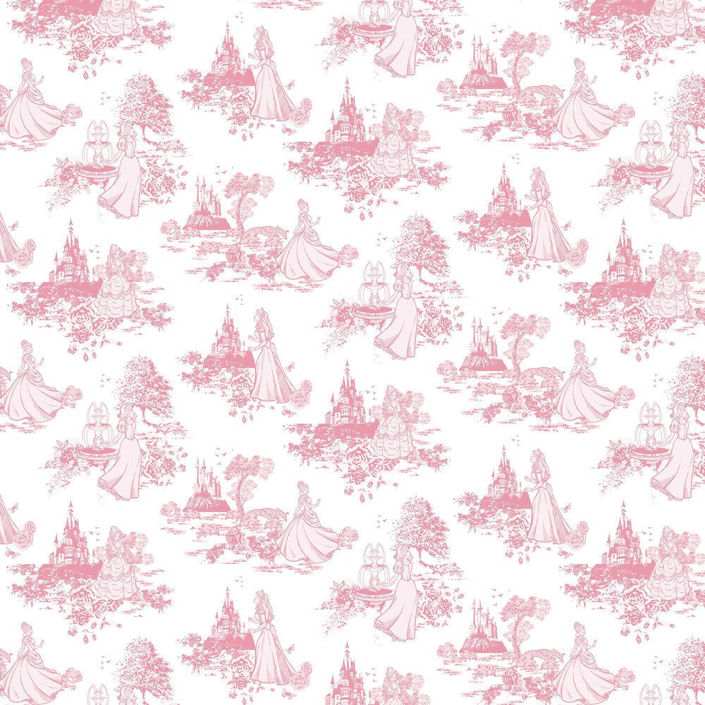 Princess Toile Nursey Wallpaper - Pink