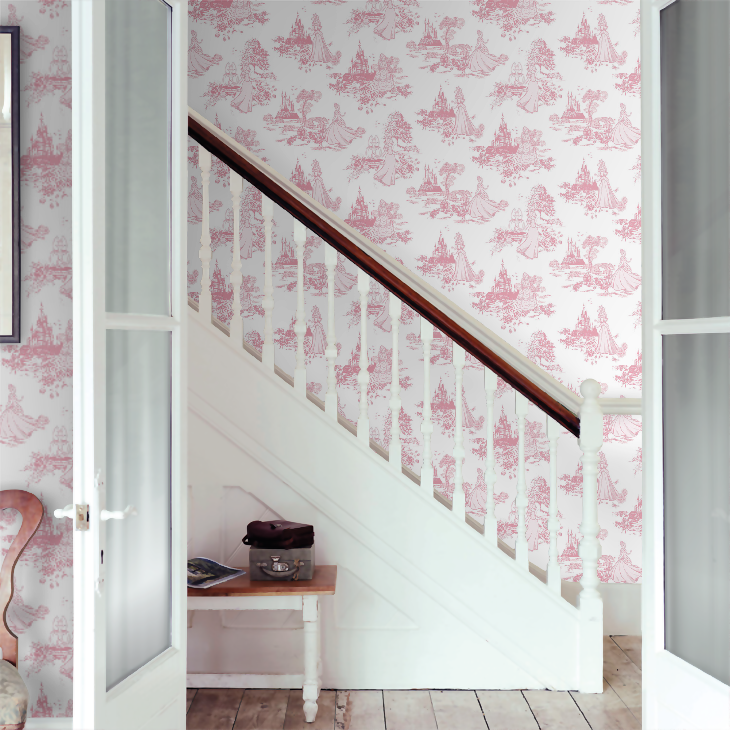Princess Toile Nursey Room Wallpaper 9 - Pink