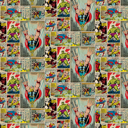 Marvel Comic Strip Nursey Wallpaper - Multicolor