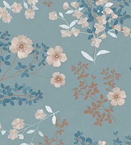 Prairie Rose Wallpaper - Teal 