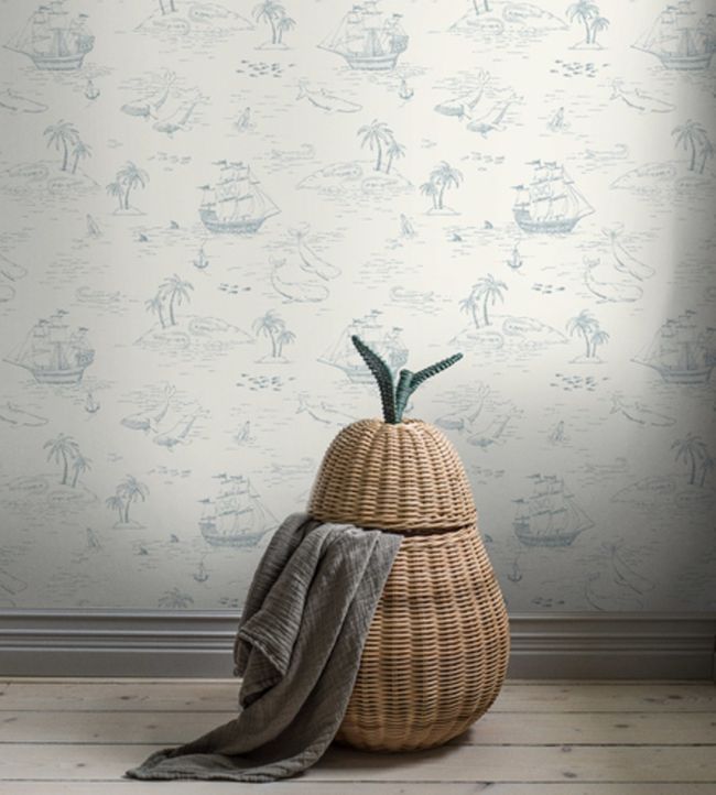 Treasure Island Nursey Room Wallpaper - White