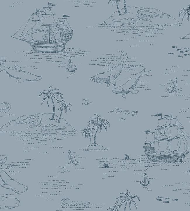 Treasure Island Nursey Wallpaper - Blue