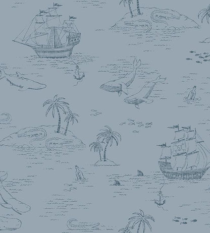 Treasure Island Nursey Wallpaper - Blue