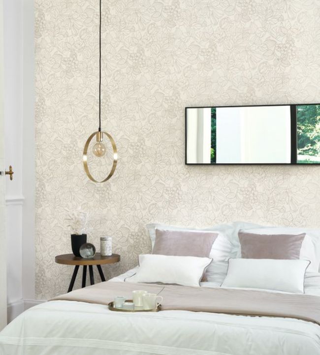 Gravure Room Wallpaper - Cream