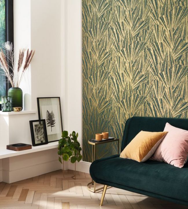 Eclat Foil Room Wallpaper - Green