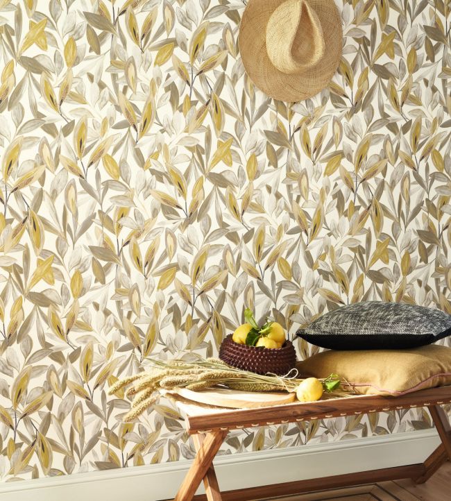 Hojas Room Wallpaper 2 - Yellow