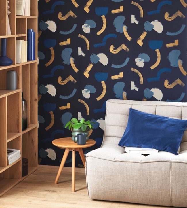 Mouvement Room Wallpaper - Blue