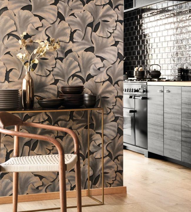 Biloba Room Wallpaper - Gray