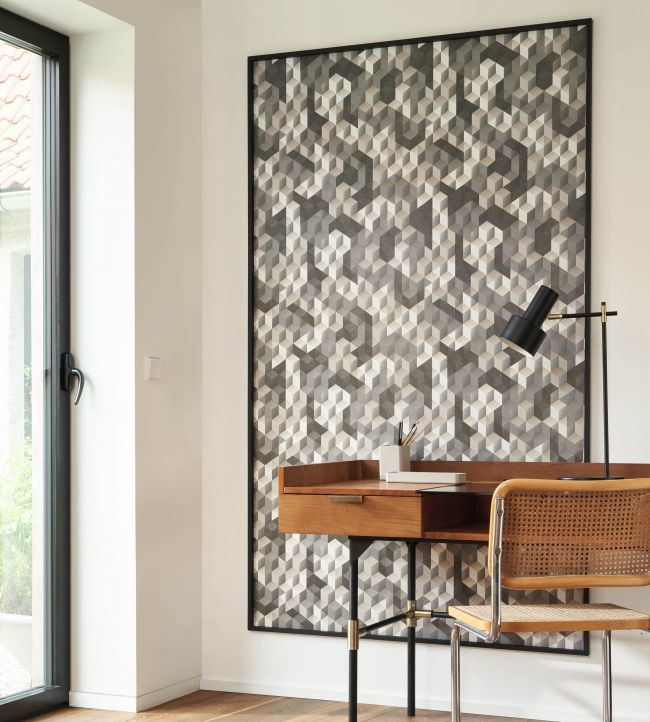 Tetrimino Room Wallpaper - Gray