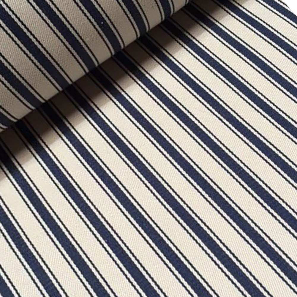 Vintage Deck Stripe Navy 100% Cotton Room Fabric