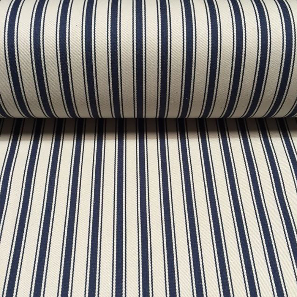 Vintage Deck Stripe Navy 100% Cotton Room Fabric