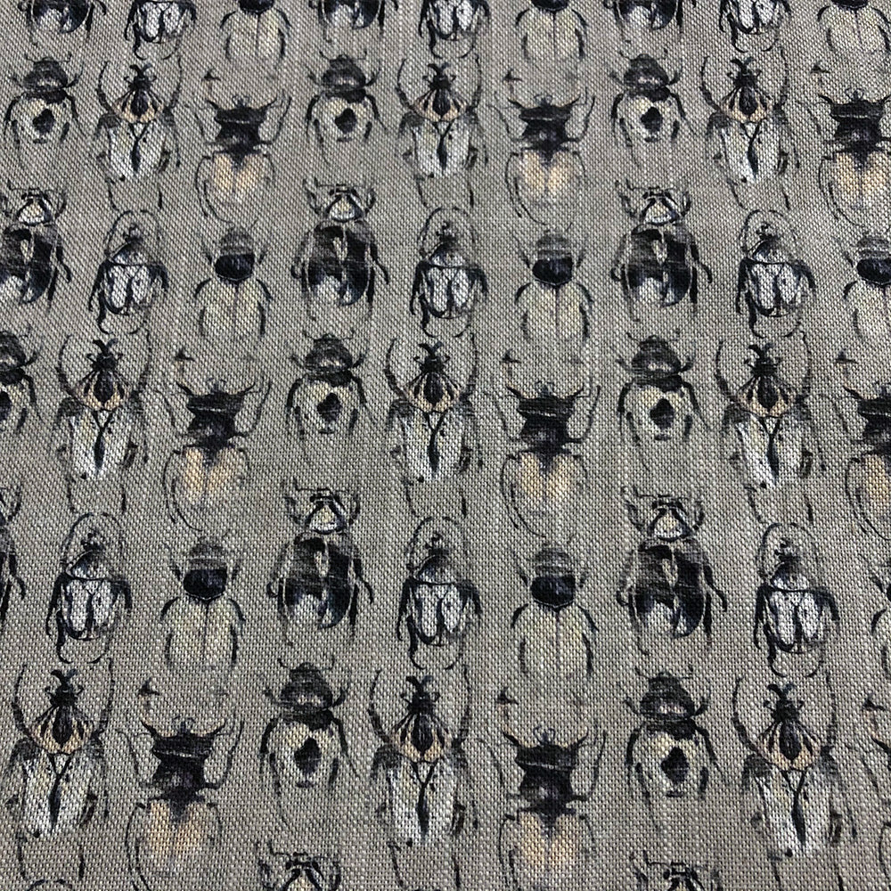 Botanical Meadow Bugs Fabric - Gray