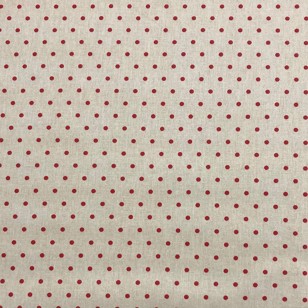 Raindrops | Red on Tan Fabric