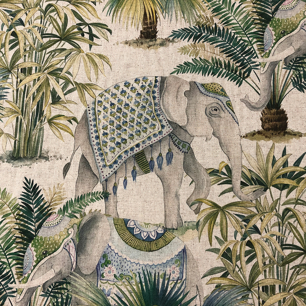 Oriental Elephant Fabric | Double Width Room Fabric