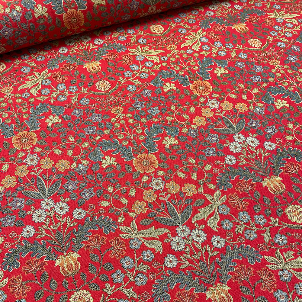 Red best sale tapestry fabric