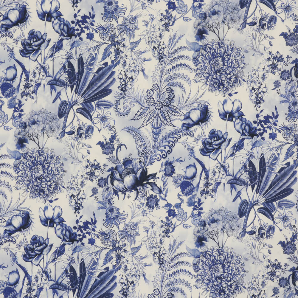 Delph Floral Blue Double Width Fabric