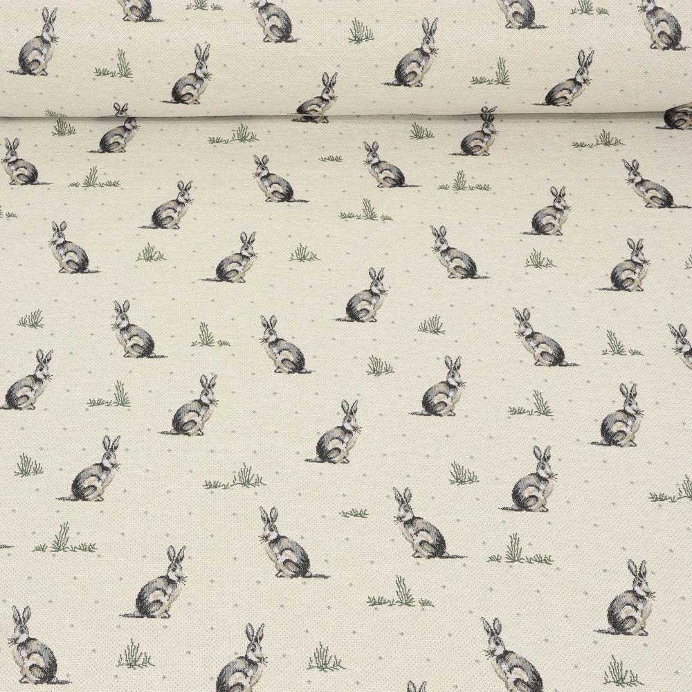 Bunny Meadow Room Tapestry Fabric 2 - Gray