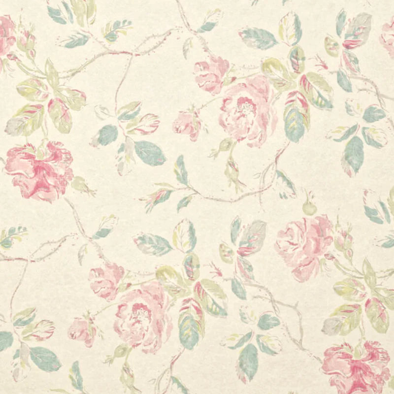 MARLOW Turquoise / Pink On Cream Wallpaper