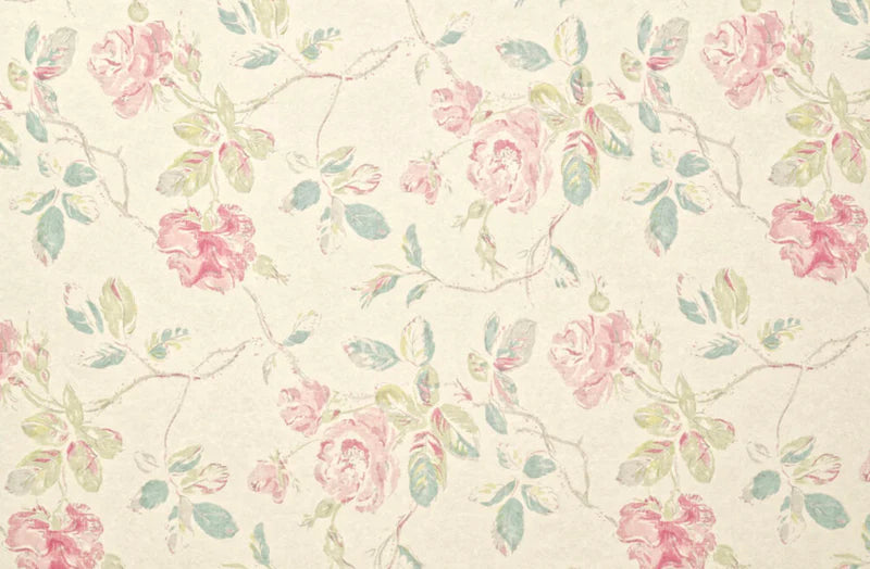 MARLOW Turquoise / Pink On Cream Wallpaper